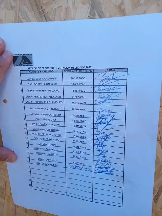 Registro de participación publicado en el artículo original DS44. Registro público de participación en la elección del Delegado de Prevención DS44.