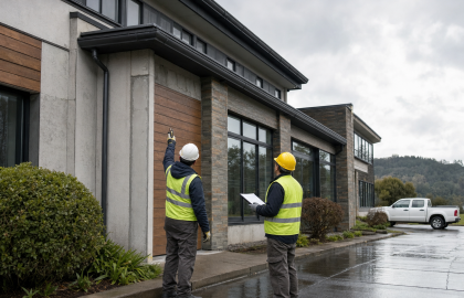 Equipo técnico coordinando trabajos de construcción y mantenimiento en el sur de Chile